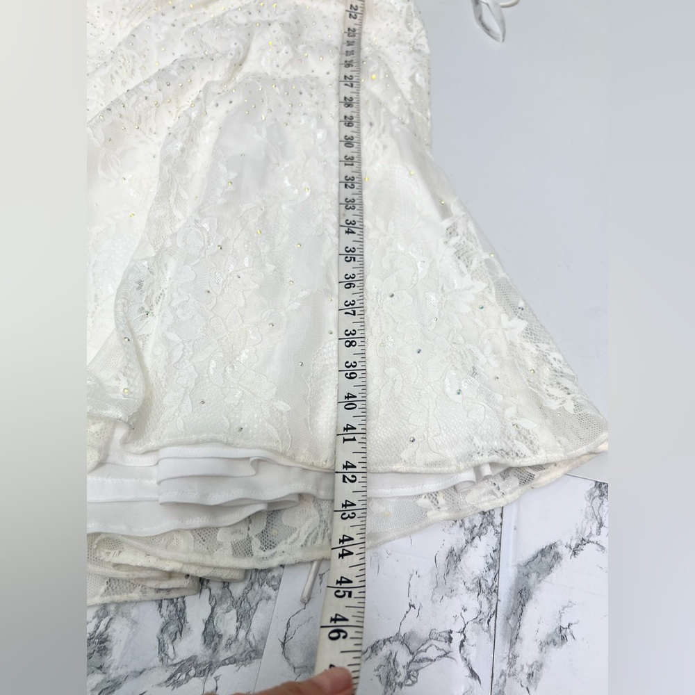 Sherri Hill White Floral Lace Sleeveless Wedding Midi Womens Dress Size 14 - Picture 11 of 11